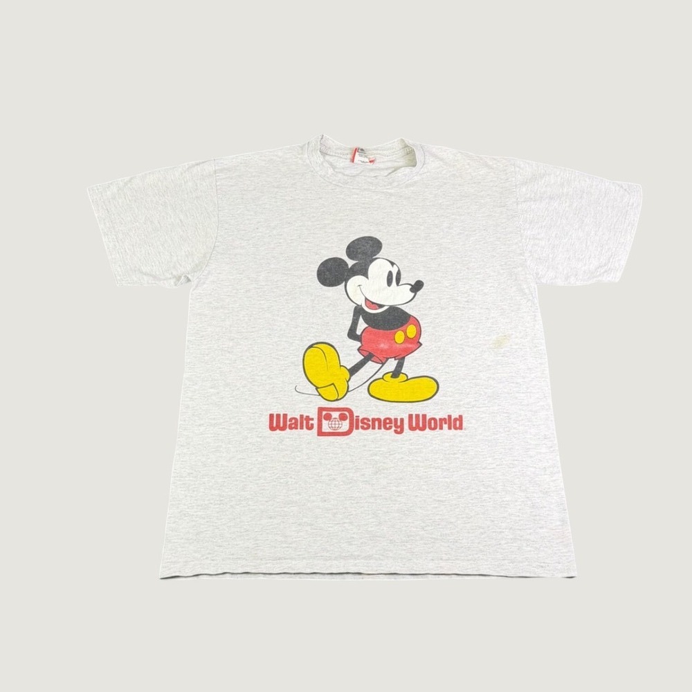 Vintage Disney Designs Mickey Mouse Walt Disney World T-Shirt Gray Large USA